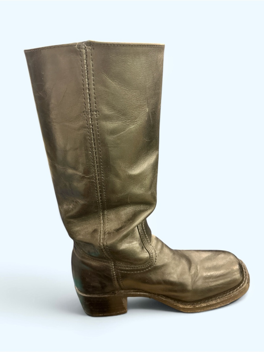 Vintage Black Frye Campus Square Toe Motorcycle Boots Size 6